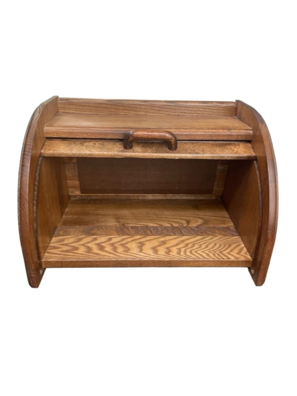 Cornwall Vintage Handcrafted Wooden Roll-Top Bread Box Brown